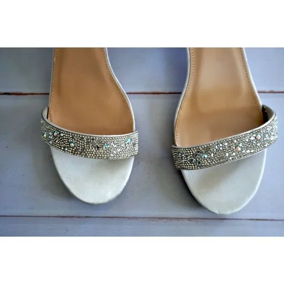 SheSole Open Toe Strappy Low Block Heel Bling Rhinestone Sandal - Size 42/ US 11 - Picture 4 of 12